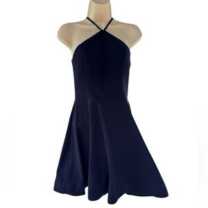 Sequin Hearts Navy Halter Neck Sequined Lace-Back Scuba Dress Juniors Size 3